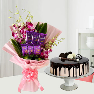 Bunch Of Orchid N Dairy Milk Chocolate & Cake